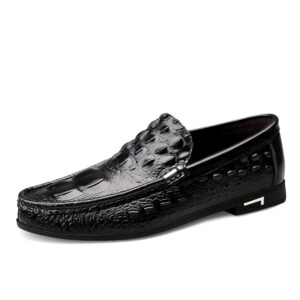 Men Casual Shoes Genuine Leather Crocodile pattern cowhide black